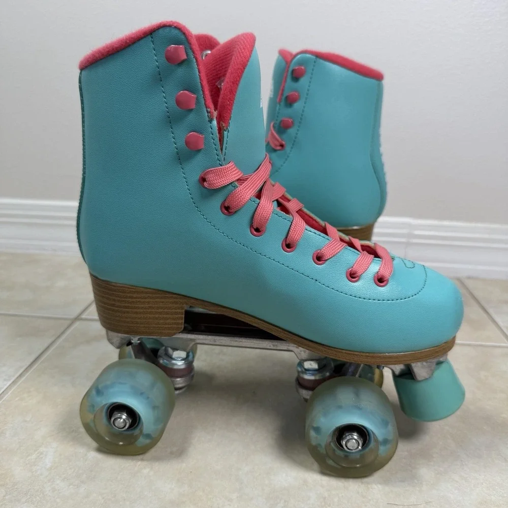 Impala Rollerskates Sidewalk Aqua Pink Quad Roller Skates Women's Size 7 EU 38